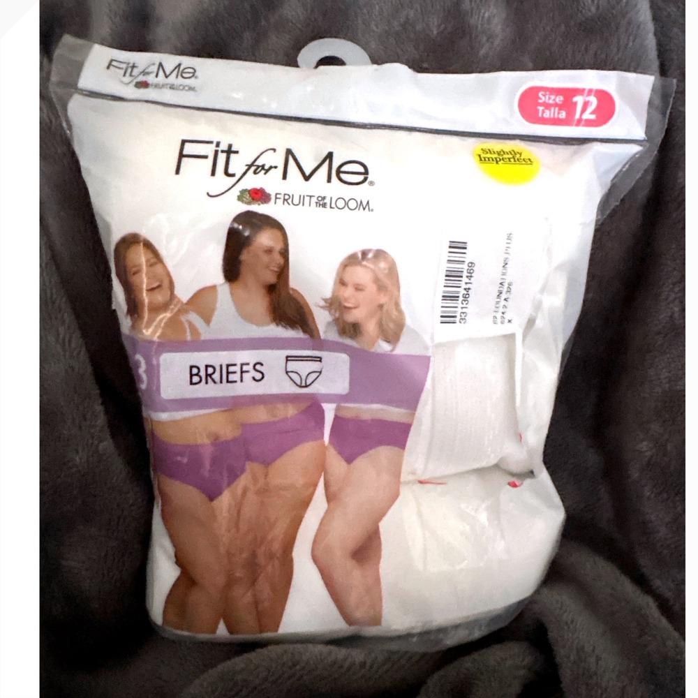 Fruit of the Loom Fit for Me Plus Size 12 White Cotton Briefs 3 Pack 26W 28W